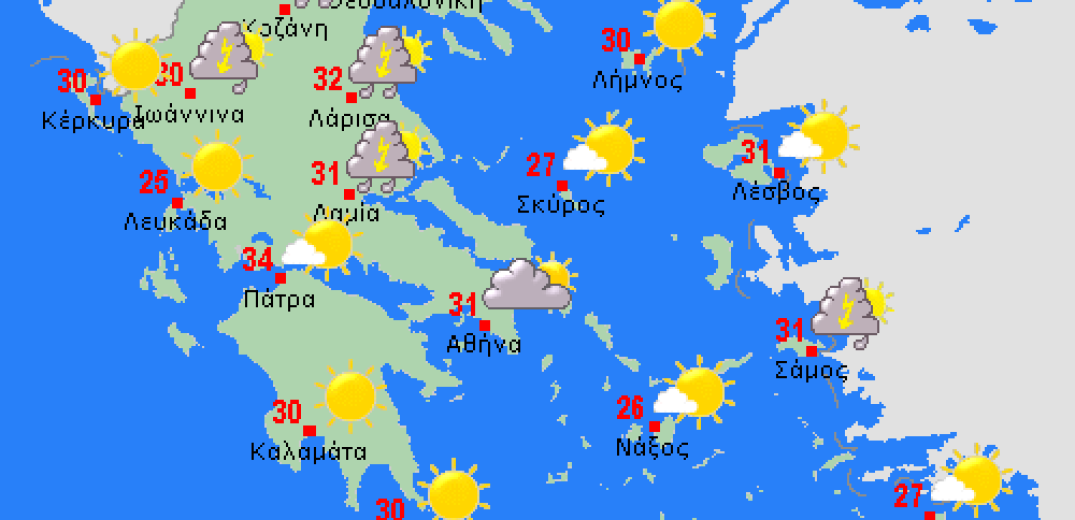 Ο καιρός της Τρίτης 18 Ιουνίου 2019