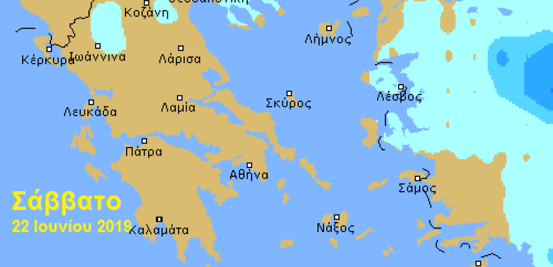 Ο καιρός του Σαββάτου 22 Ιουνίου 2019