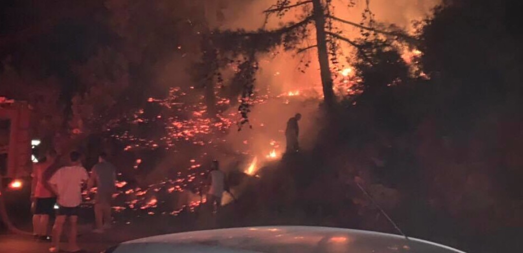 Μάχη με τις φλόγες στη Θάσο (video)