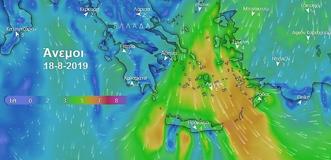 Ο καιρός της Κυριακής, 18 Αυγούστου 2019